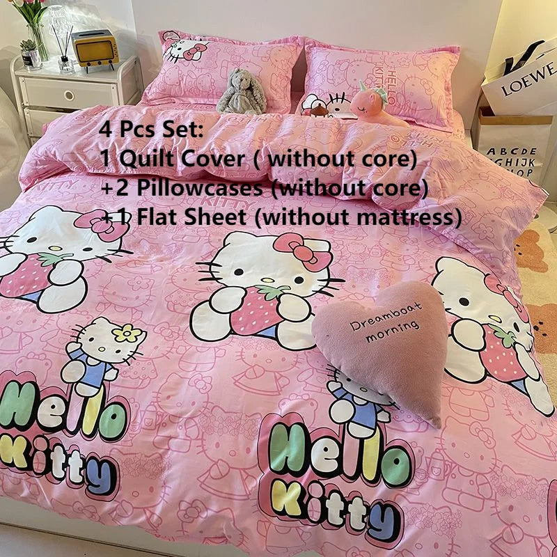 Hello Kitty Queen Size Bed Quilt Set