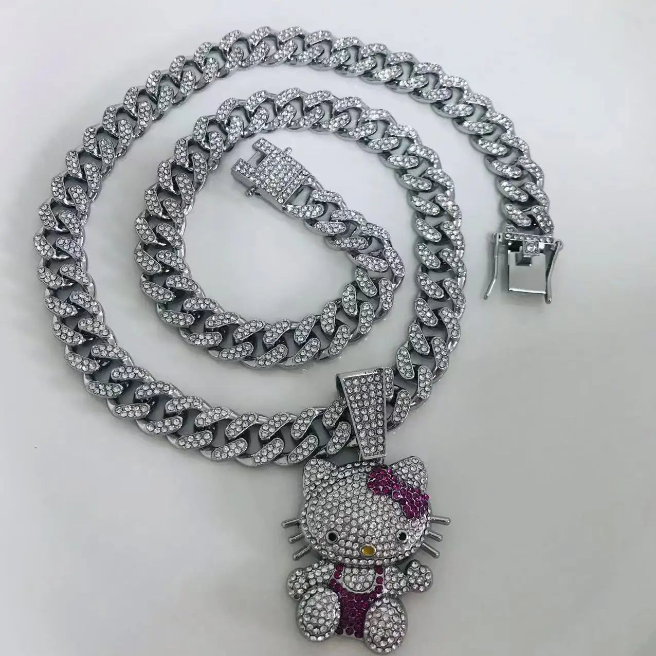 Hello Kitty Necklace Cute Diamond Cuban Chain