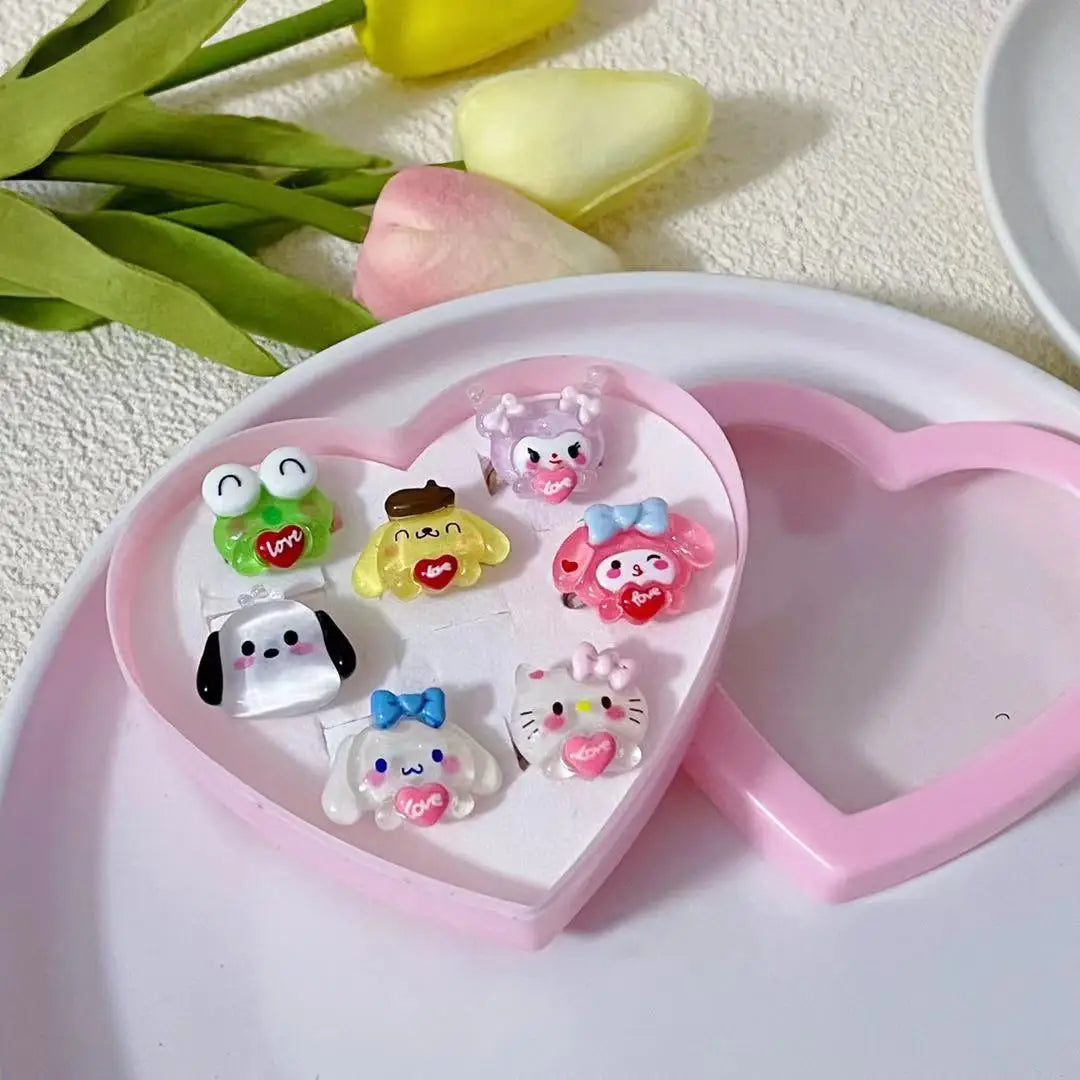 Sanrio Hello Kitty Cinnamoroll Rings Set Kuromi Pochacco 