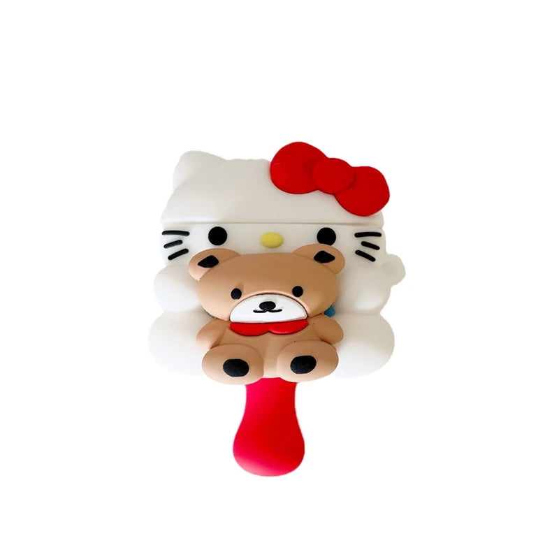 Hello Kitty Teddy Bear Heart Love Mirror Airpods Case