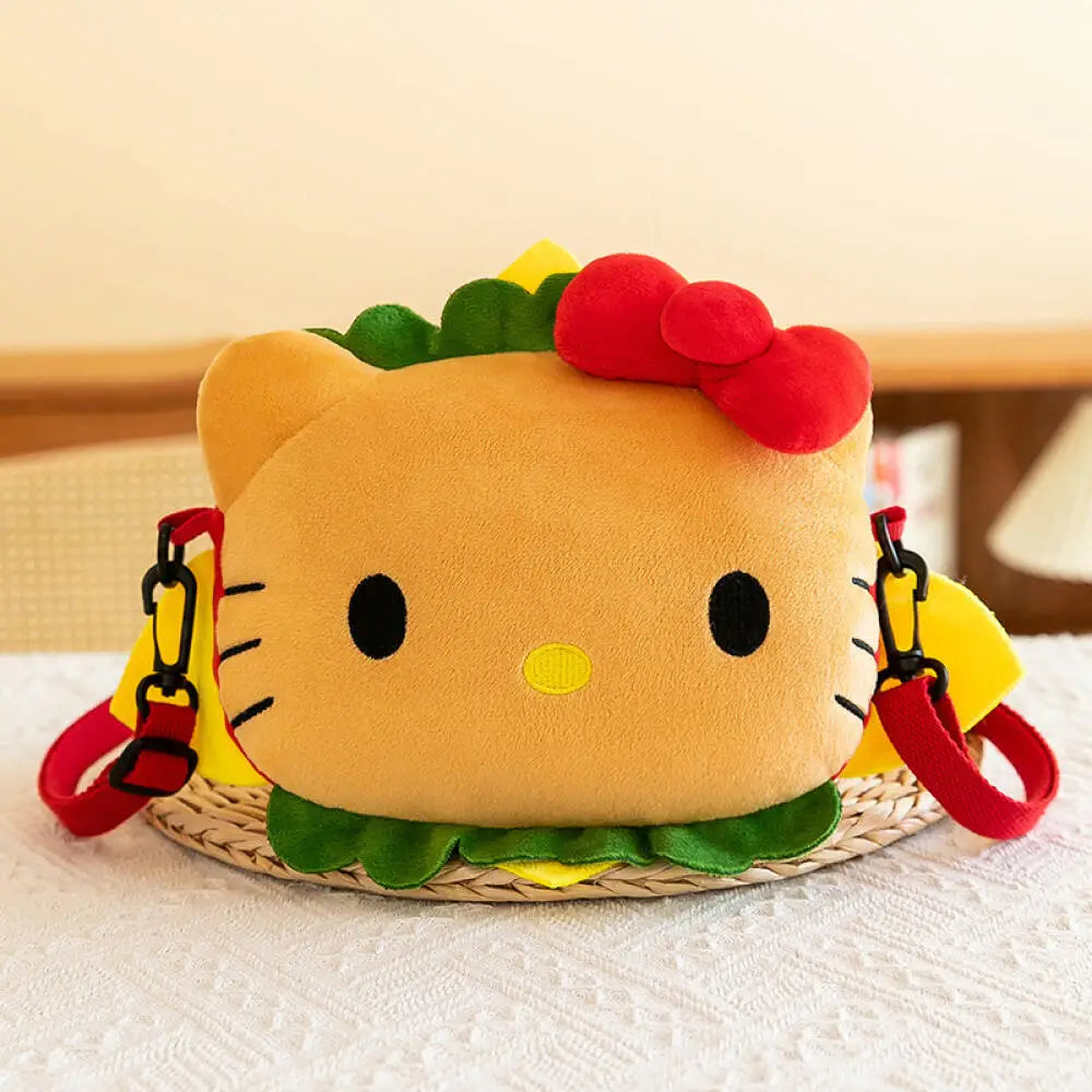 Hello Kitty & Pochacco Hamburger Plush Bag