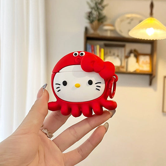 Hello Kitty Red Octopus Silicone Airpods Case