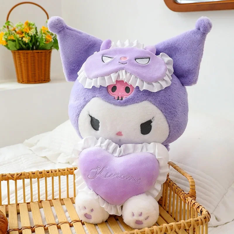 Kuromi & My Melody Pastel Sleepy Pajama Heart Plushie