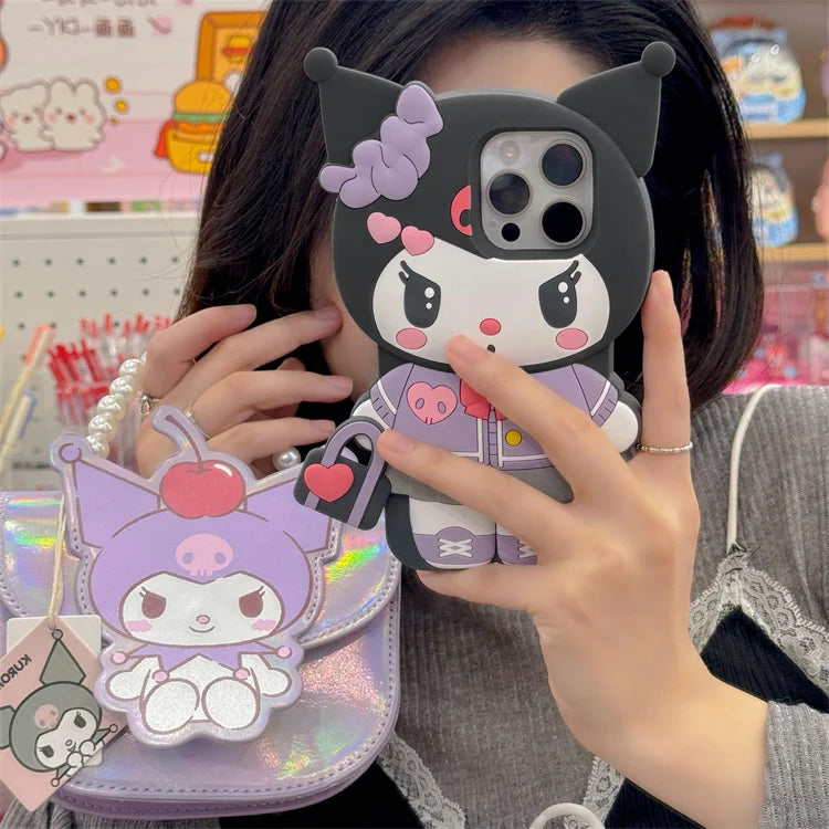 Hello Kitty x Kuromi Kawaii Uniform Silicone Phone Case