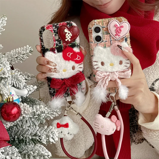 Hello Kitty Winter Warm Furry Plush Scarf Phone Case