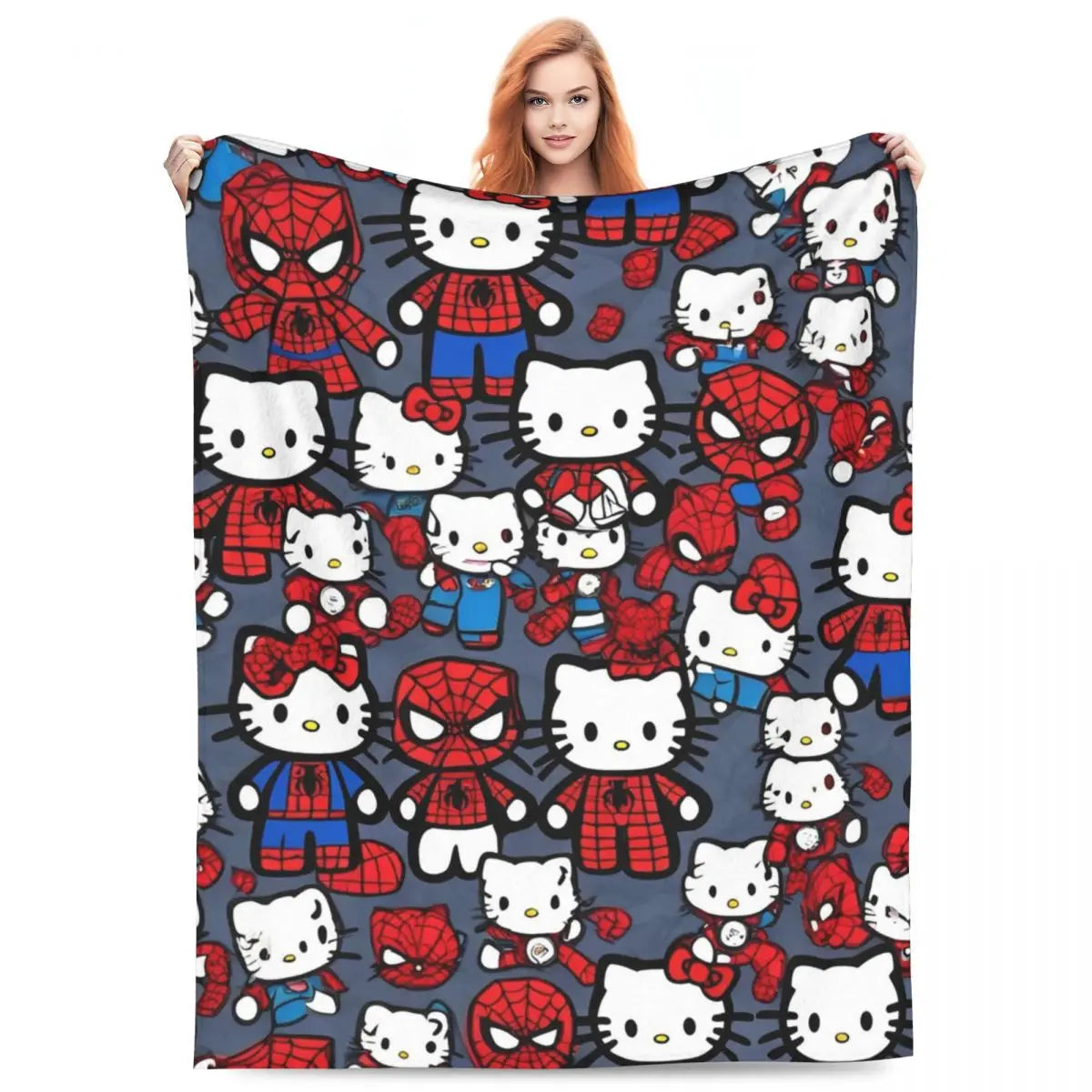 Hello Kitty & Spider Man Plush Blanket