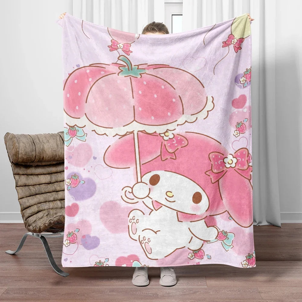 Sanrio My Melody x Kuromi x Hello Kitty Soft Flannel Blanket