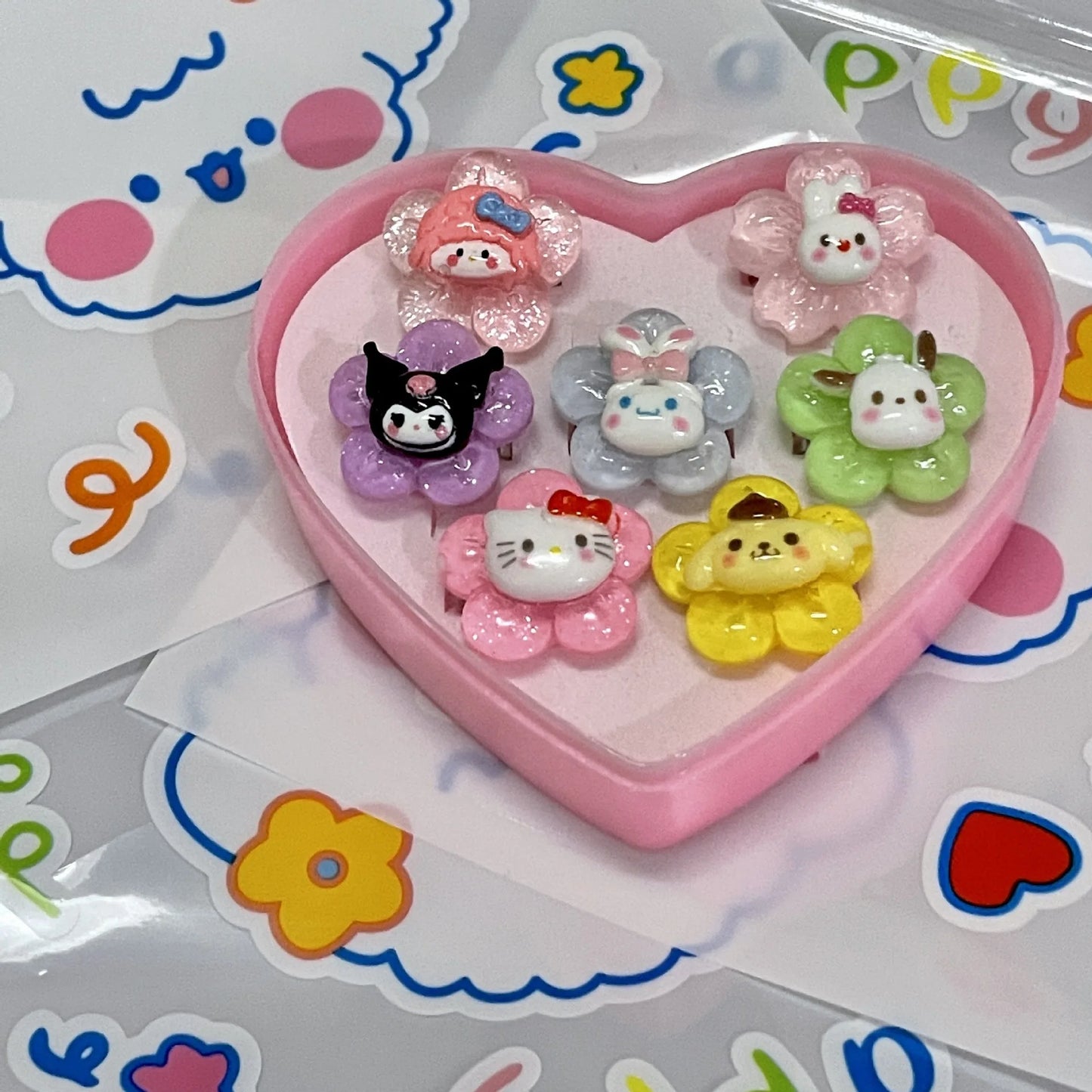 Sanrio Hello Kitty Cinnamoroll Rings Set Kuromi Pochacco 