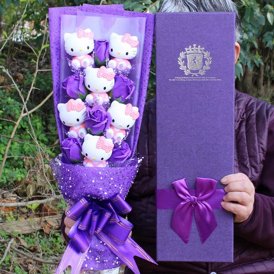 Sanrio Hello Kitty Gift Box Bouquet: Pink, Purple, or Blue