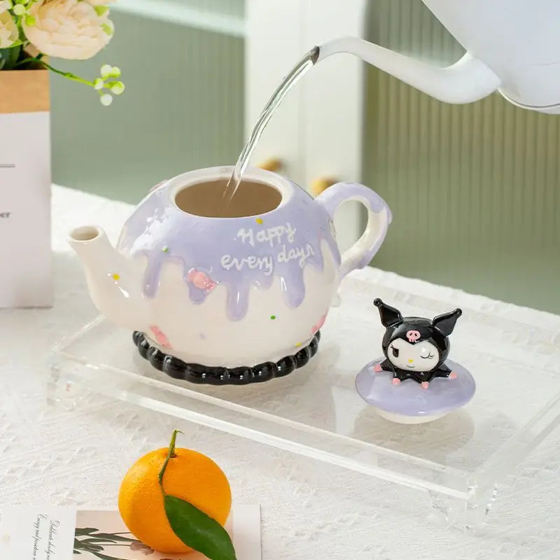 Hello Kitty x Kuromi Kawaii Cute Sprinkle Frosting Drip Tea Cup Set