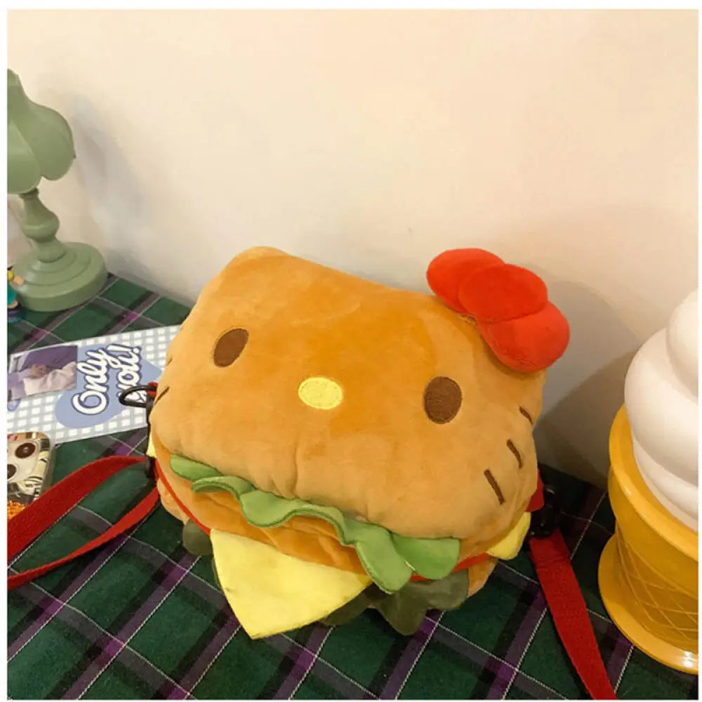 Hello Kitty & Pochacco Hamburger Plush Bag