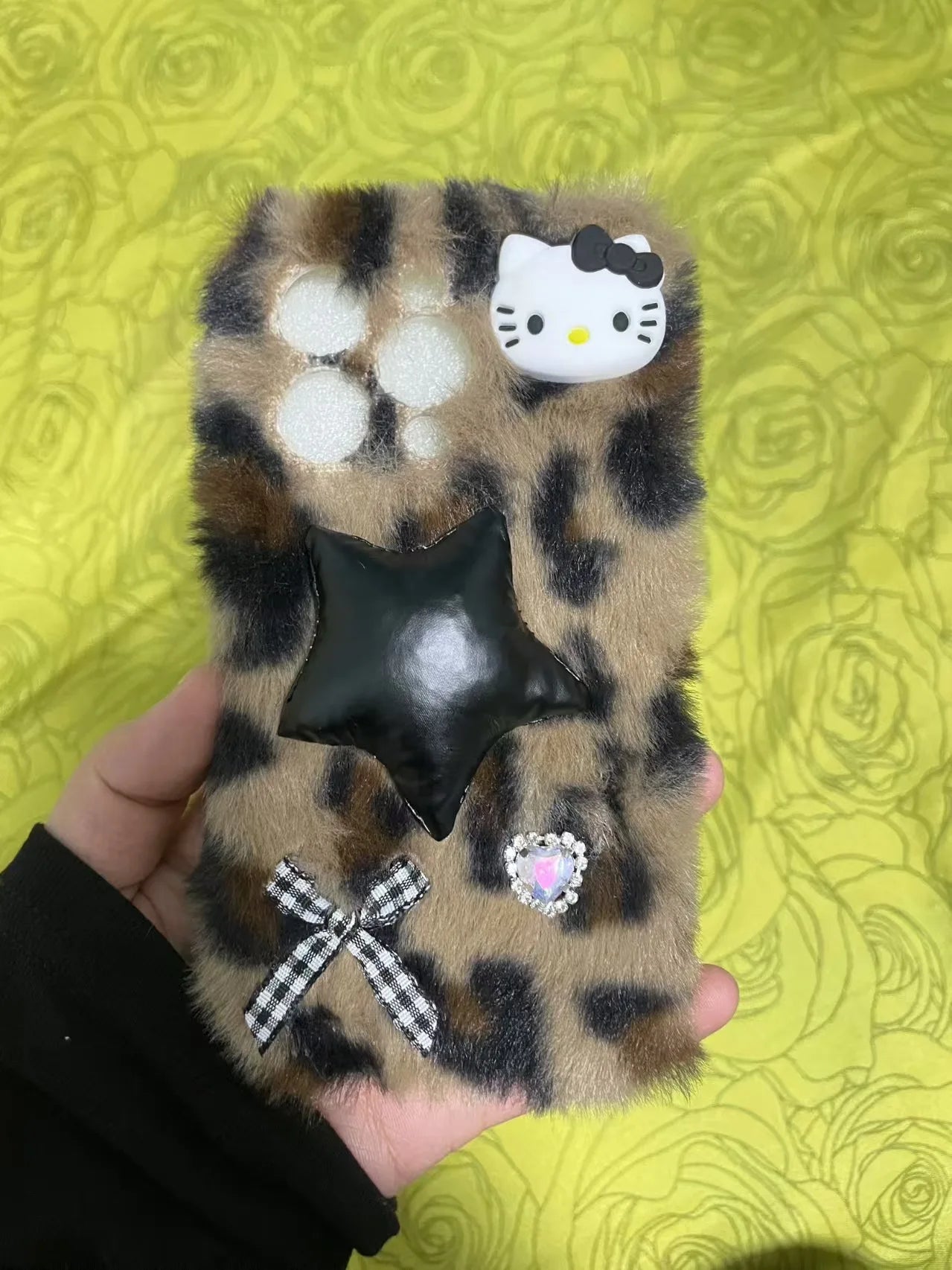 Hello Kitty Plush Leopard Print Phone Case