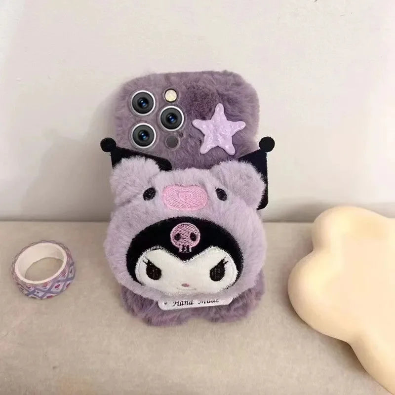 Kuromi Plush Purple Pastel Star Phone Case