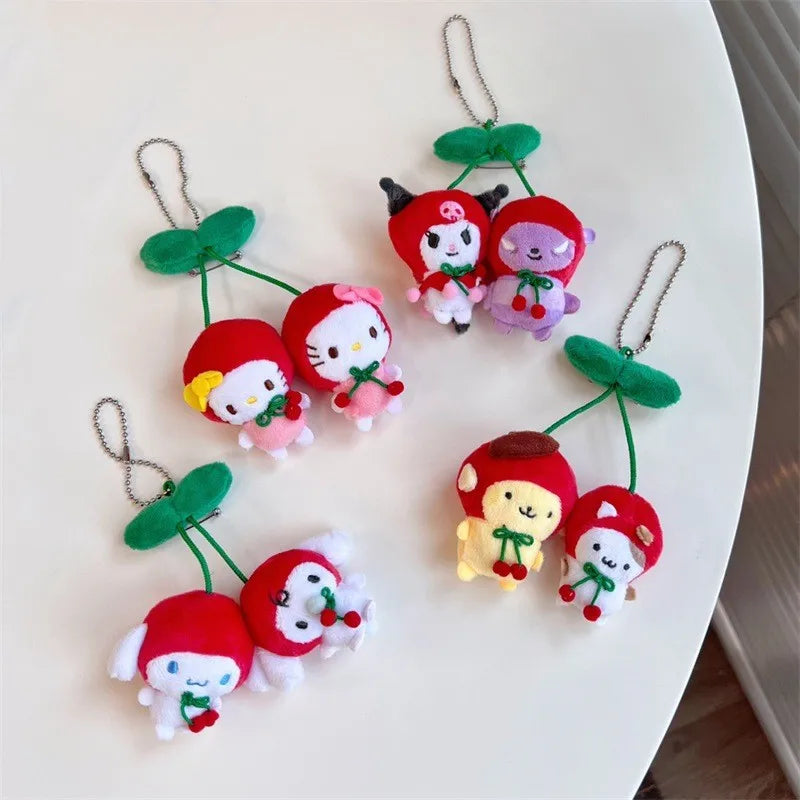 Sanrio Kawaii Cherry Fruit Series Plush Doll Pendant Keychain