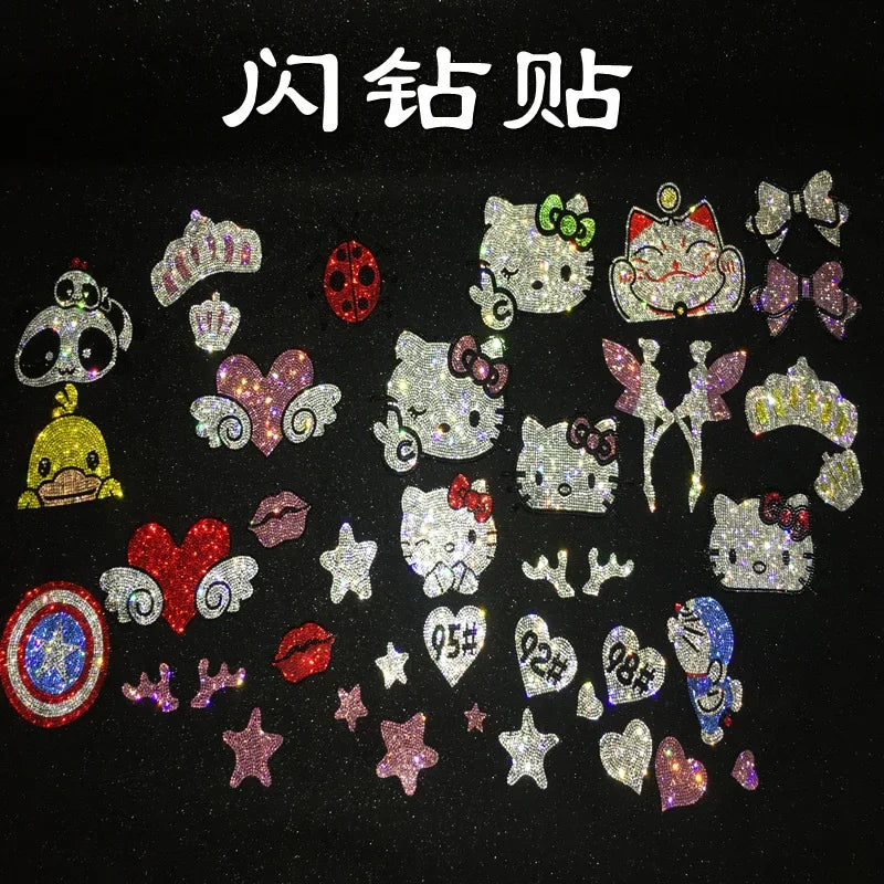 Hello Kitty Self Adhesive Crystal Rhinestone Decorative Stickers Car Decal Accessories