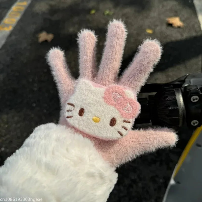 Hello Kitty Plush Fuzzy Warm Winter Gloves