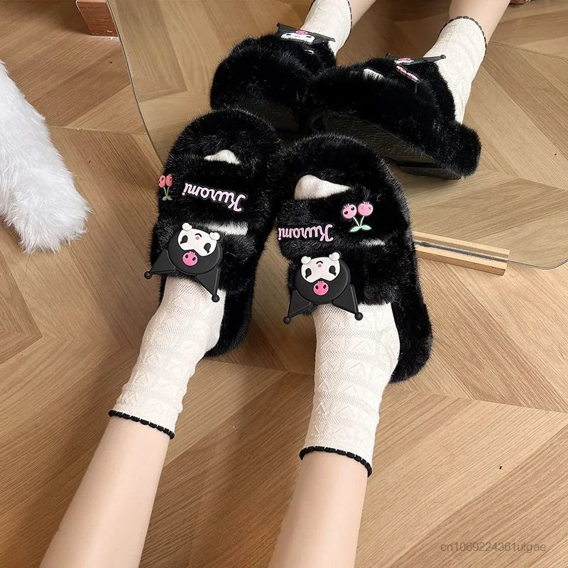 Kuromi Kawaii Plush Slippers