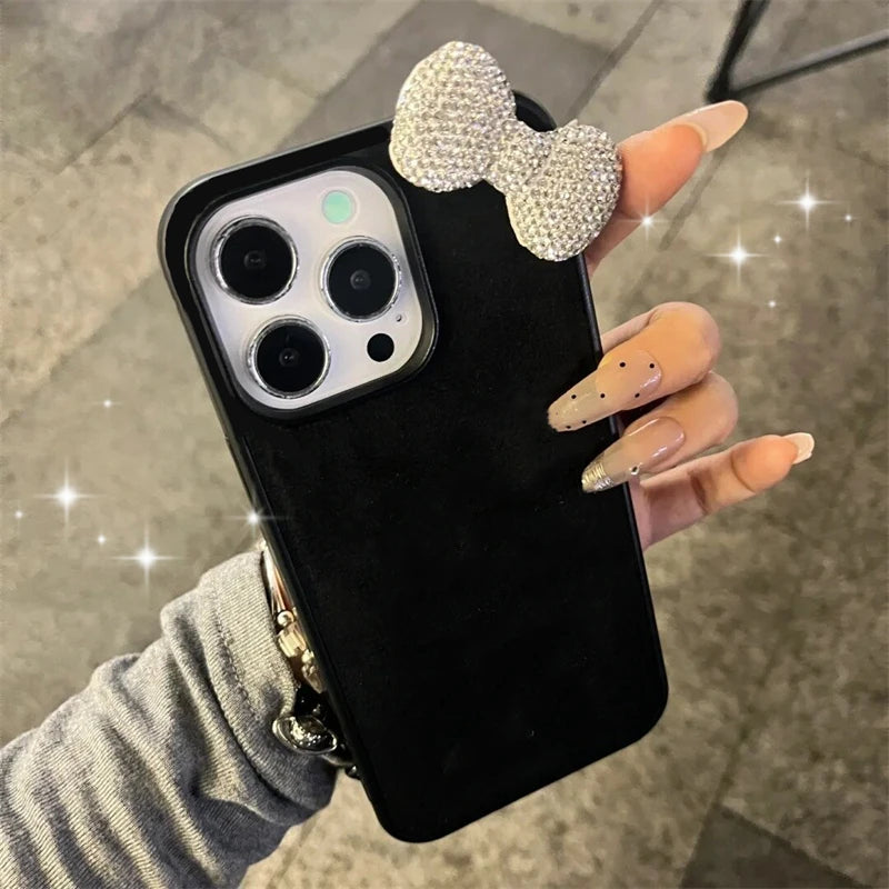 Black Kawaii Glitter 3D Bow Diamand Phone Case