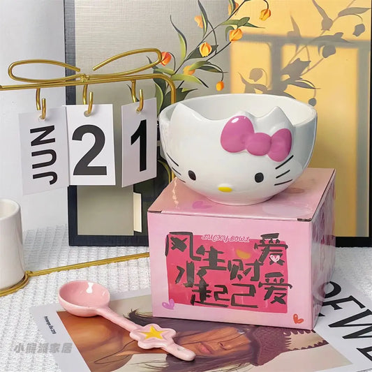 Hello Kitty Ceramic Bowl With Spoon