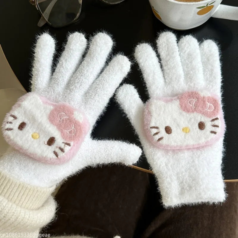 Hello Kitty Plush Fuzzy Warm Winter Gloves