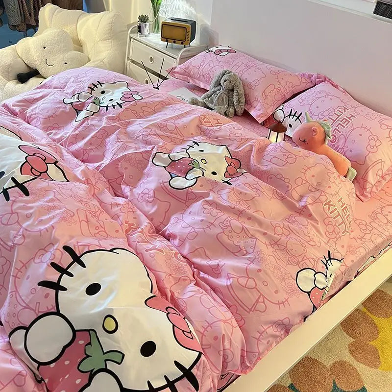 Hello Kitty Queen Size Bed Quilt Set