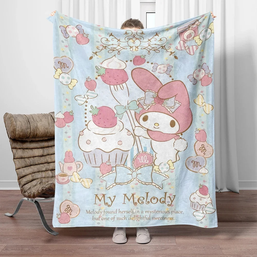 Sanrio My Melody x Kuromi x Hello Kitty Soft Flannel Blanket