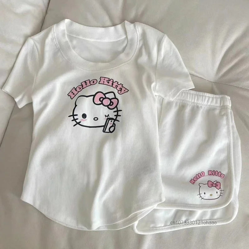 Hello Kitty White Shorts Two Piece Outfit