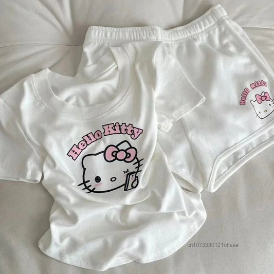 Hello Kitty White Shorts Two Piece Outfit