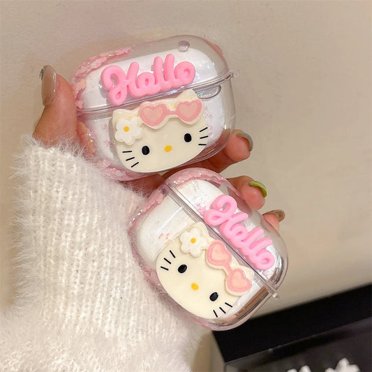 Hello Kitty Hello Glitter Clear Airpods Case