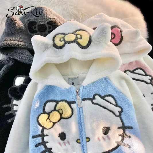 Hello Kitty Plush Y2K Style Zip Up Hoodie