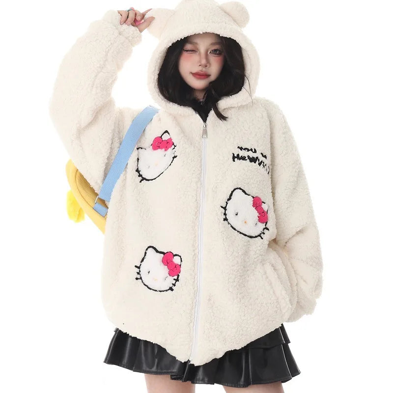 Hello Kitty Oversized Fuzzy Hoodie