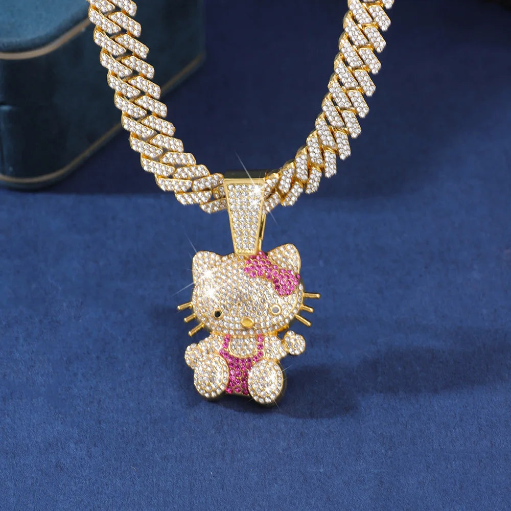 Hello Kitty Necklace Cute Diamond Cuban Chain