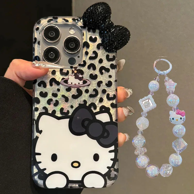 Hello Kitty Leopard Print Diamond Bow Phone Case