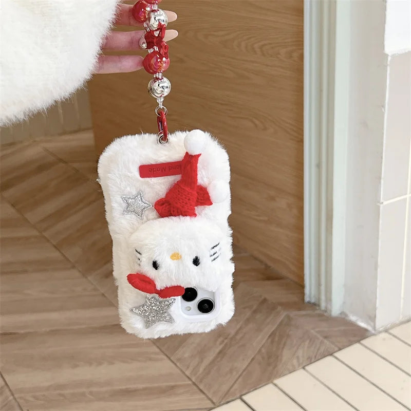 Hello Kitty Luxury Plush Cute Fluffy Christmas Phone Case