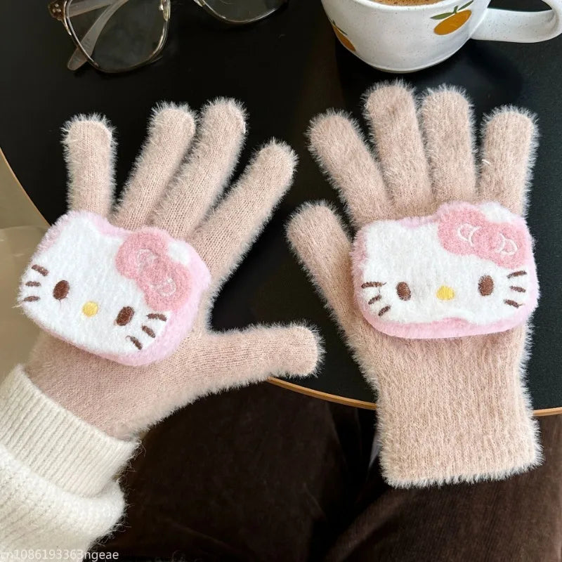 Hello Kitty Plush Fuzzy Warm Winter Gloves