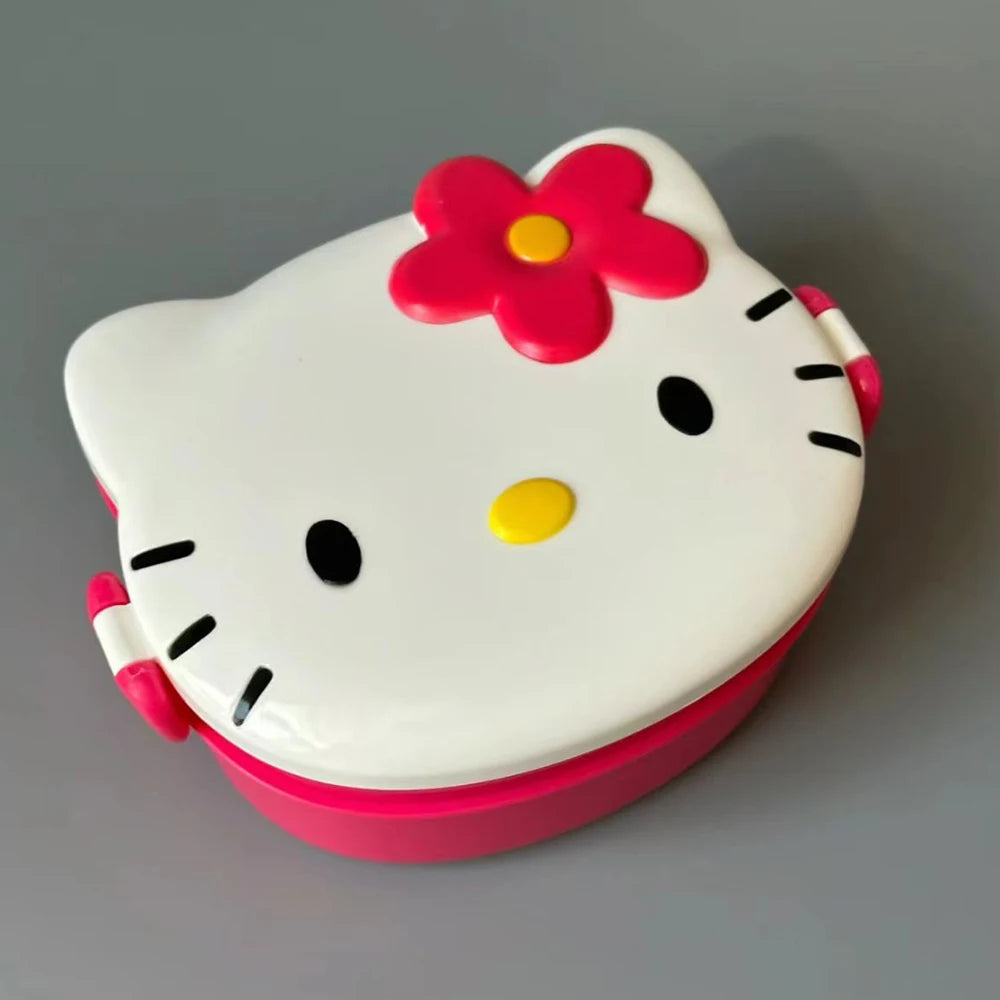 Hello Kitty Lunchbox Student Bento Box Sealed Fruit Box Plate Bow With Spork