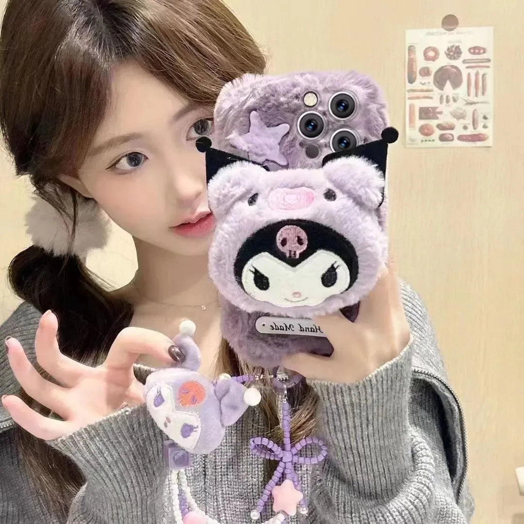 Kuromi Plush Purple Pastel Star Phone Case