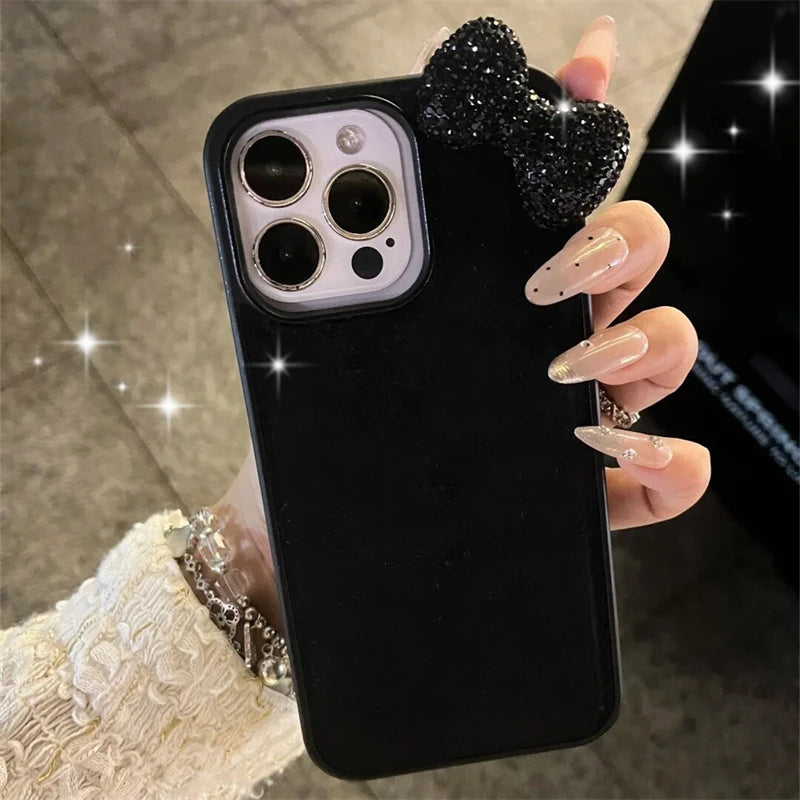 Black Kawaii Glitter 3D Bow Diamand Phone Case