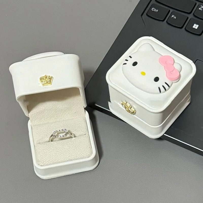 Hello Kitty Confession White Velvet Jewelry Ring Box