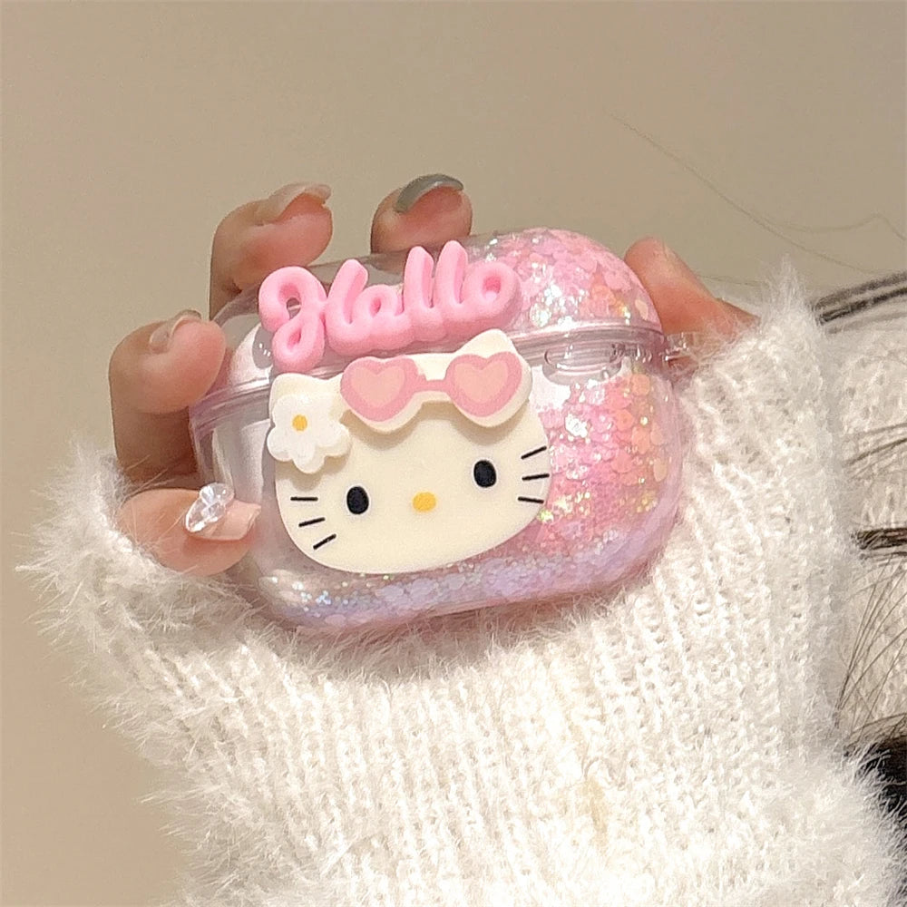 Hello Kitty Hello Glitter Clear Airpods Case