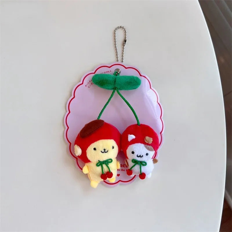 Sanrio Kawaii Cherry Fruit Series Plush Doll Pendant Keychain