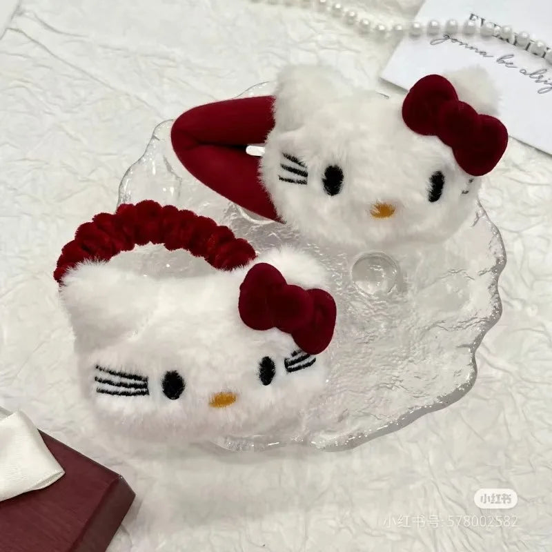 Hello Kitty White Plush Hairpin & Tie Accessory