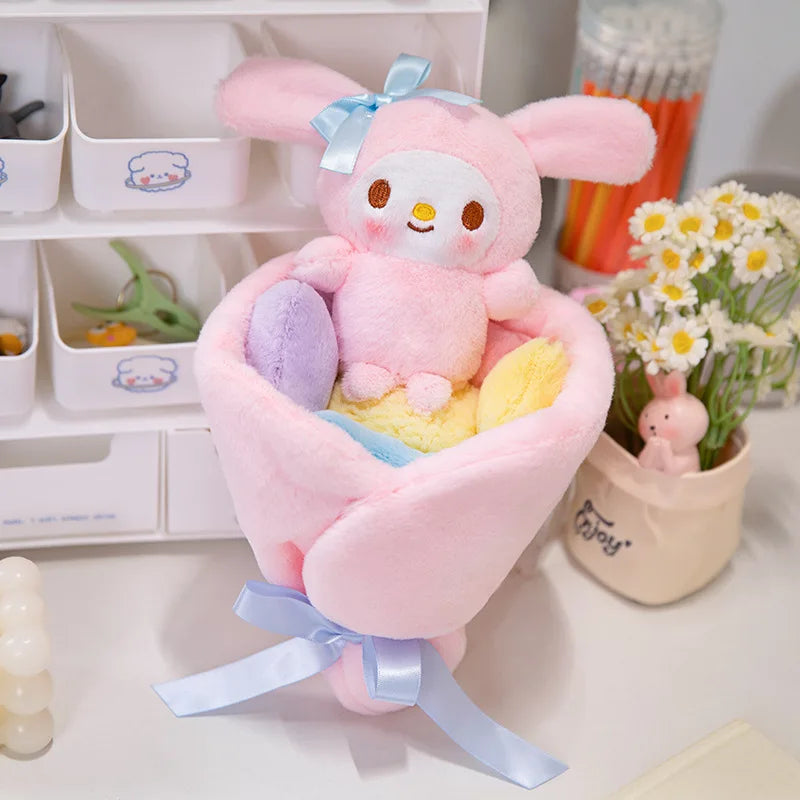 Hello Kitty x My Melody x Kuromi x Cinnamoroll x Pompompurin Cute Flower Plush