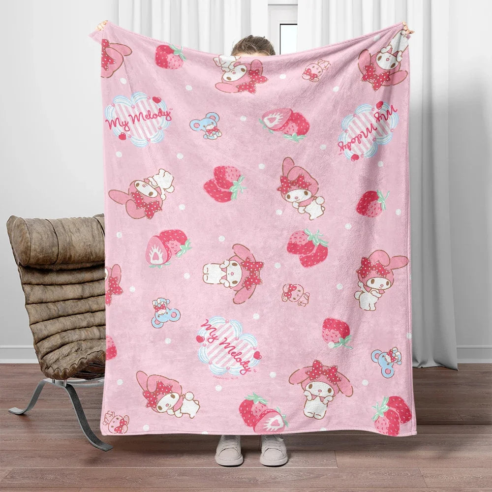 Sanrio My Melody x Kuromi x Hello Kitty Soft Flannel Blanket