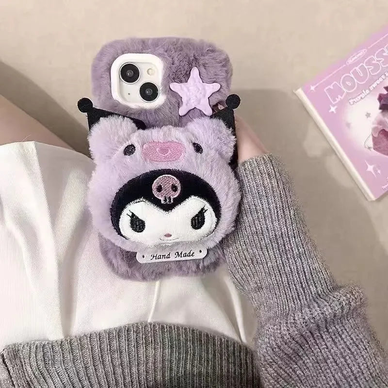 Kuromi Plush Purple Pastel Star Phone Case