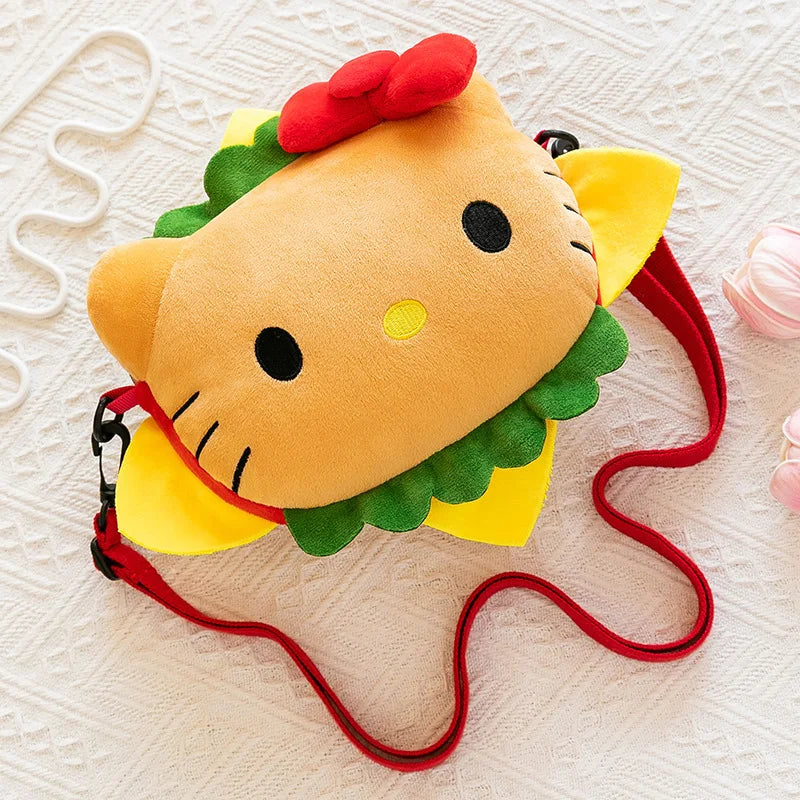 Hello Kitty & Pochacco Hamburger Plush Bag