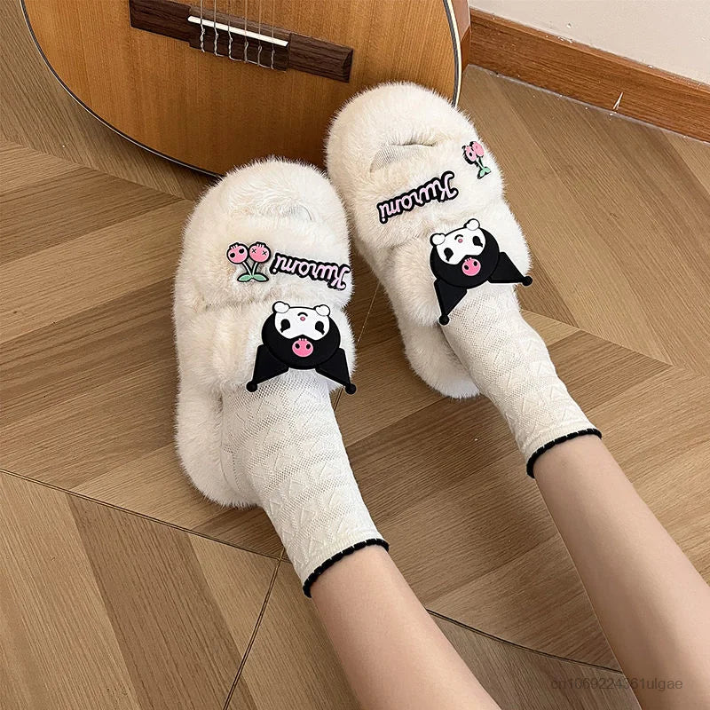 Kuromi Kawaii Plush Slippers