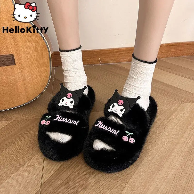 Kuromi Kawaii Plush Slippers