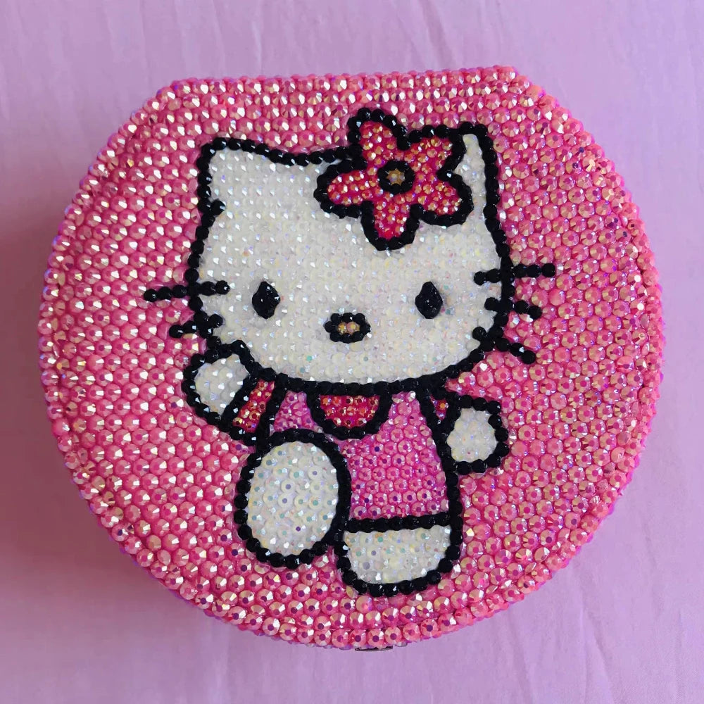 Hello Kitty Handmade Crystal Rhinestone Jewelry Box Storage