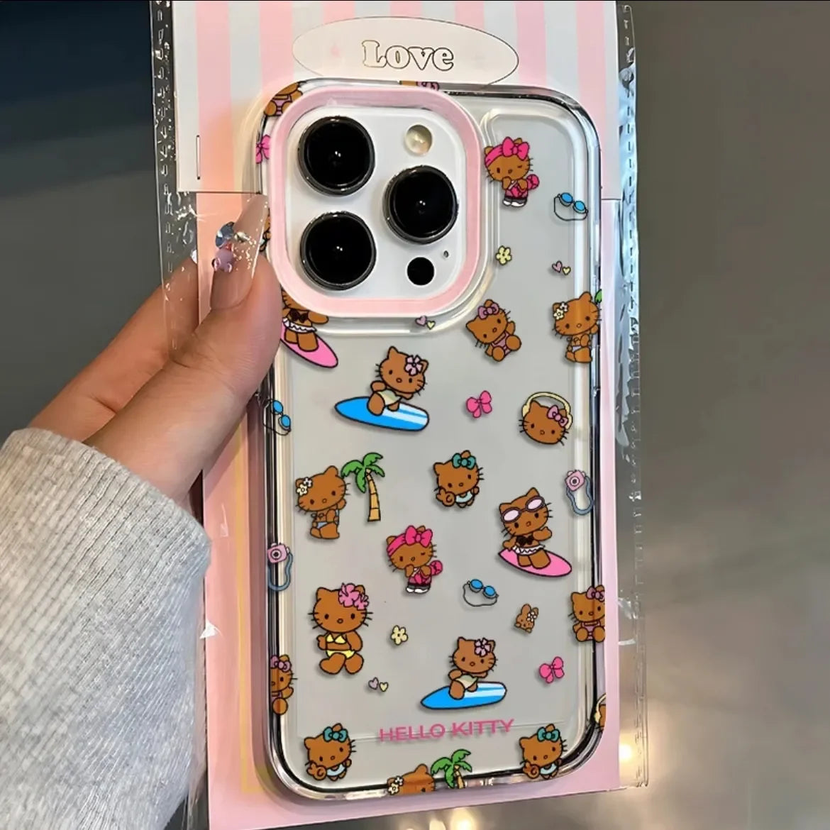 Hello Tropical Kitty Beach Clear Phone Case